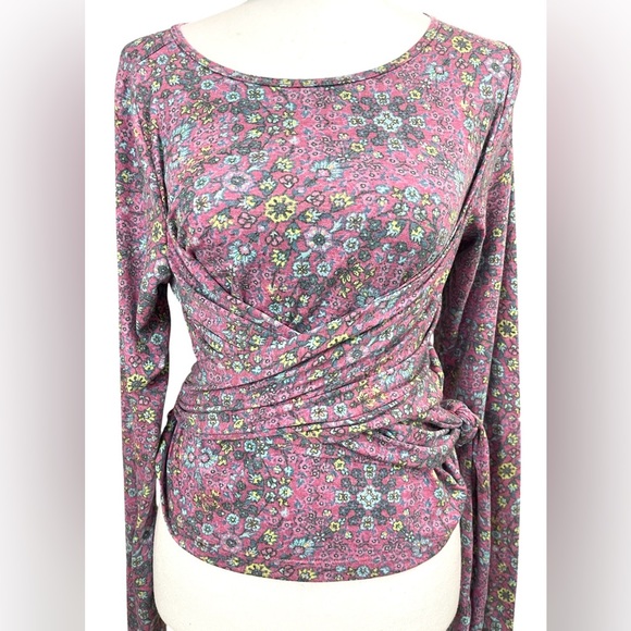 Anthropologie Daily Practice Long Sleeve Wrap Front Long Sleeve Boho Floral yoga - Picture 3 of 8